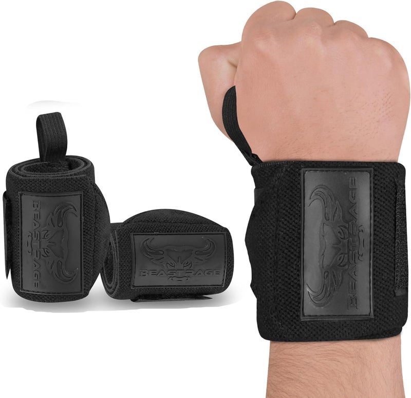BEAST RAGE Wrist Wraps for Weightlifting - Adjustable Lifting Straps With Thumb Loop for Enhanced Gym Support, Powerlifting, Bodybuilding and Workout - Image 2